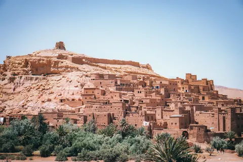 Earthen village and kasbah architecture in southern Morocco